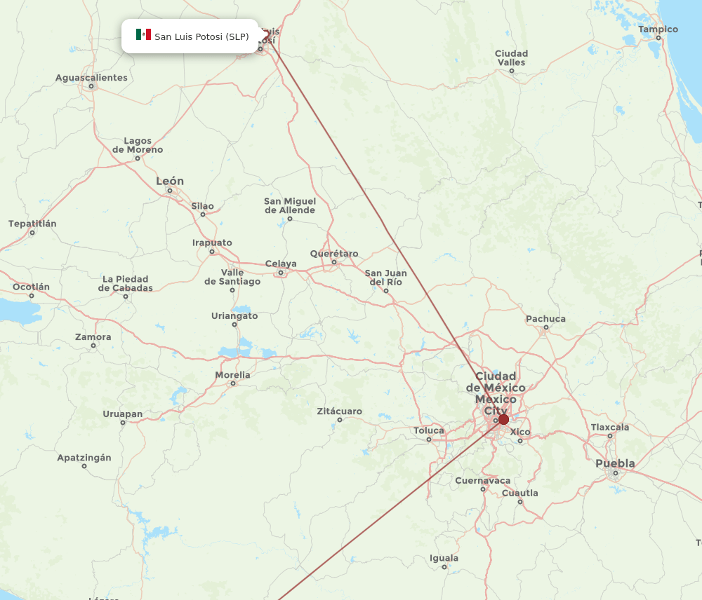 Ixtapa/Zihuatanejo - San Luis Potosi route map and flight paths