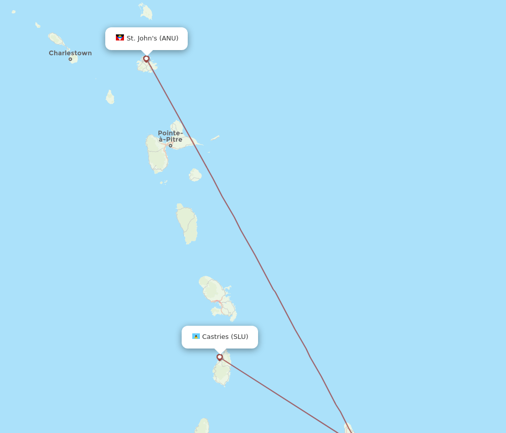 SLU to ANU flights and routes map