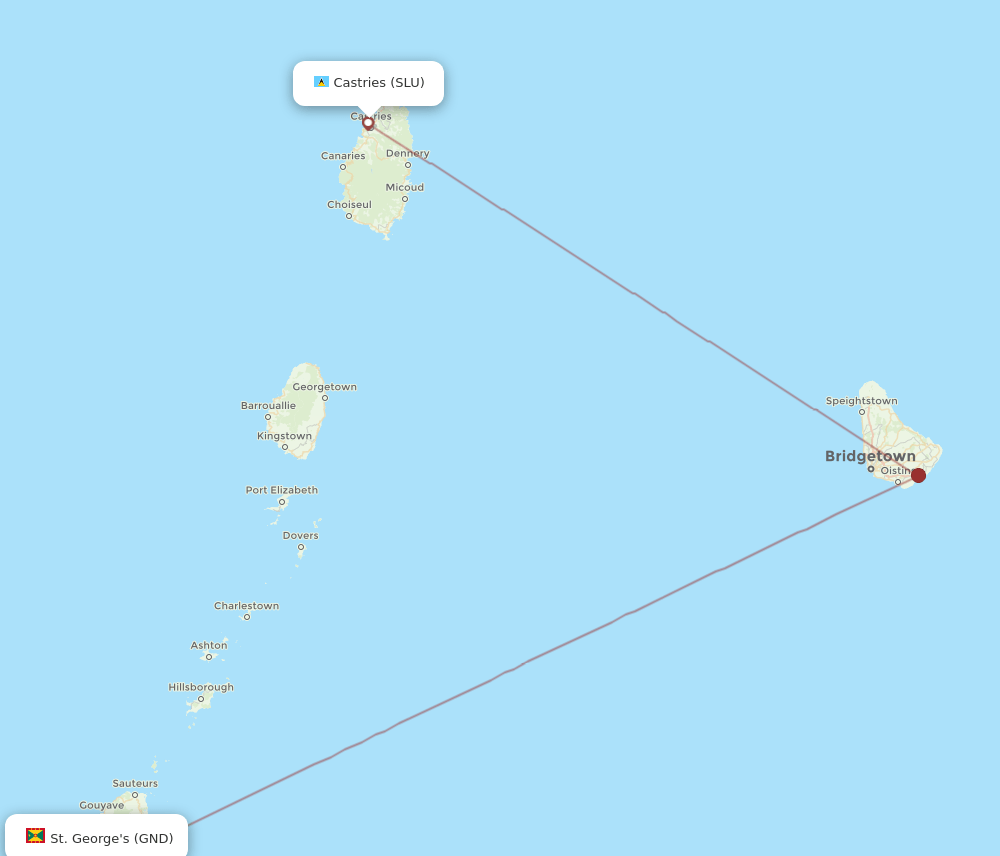 SLU-GND flight routes