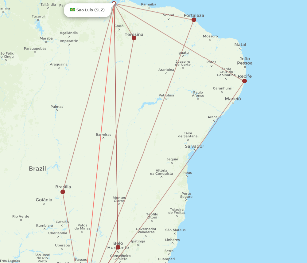 SLZ-GRU flight routes