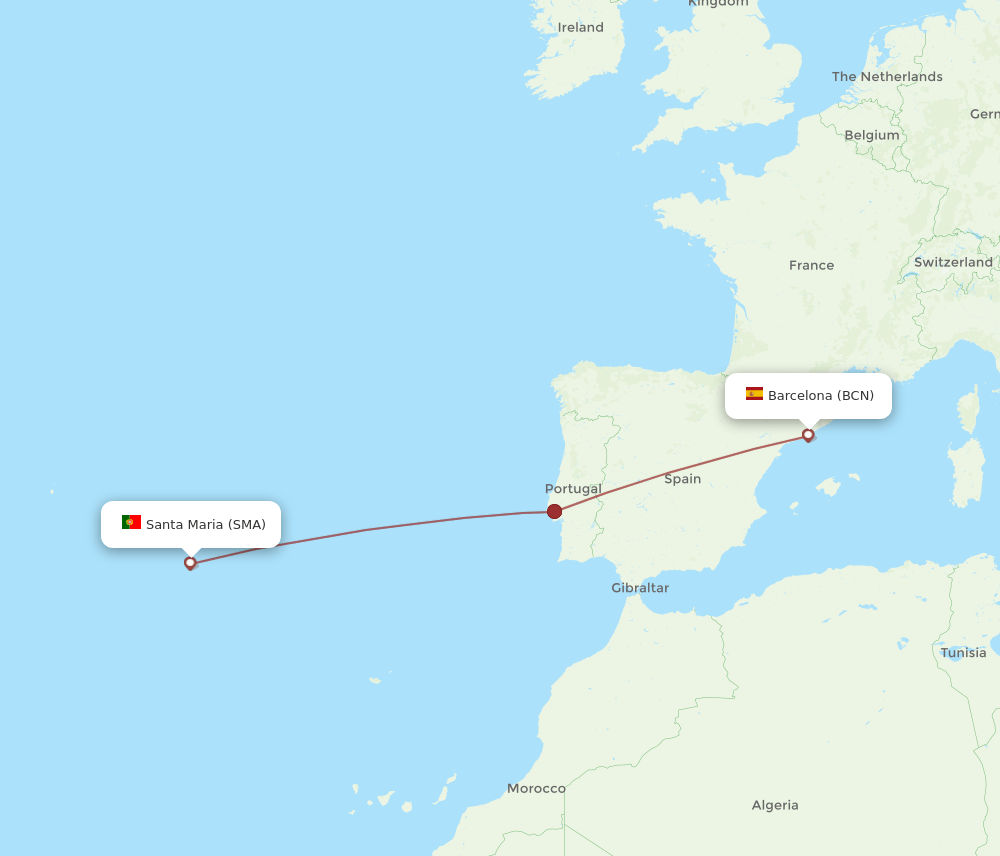 SMA-BCN flight routes
