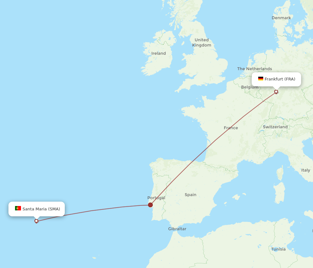 SMA-FRA flight routes