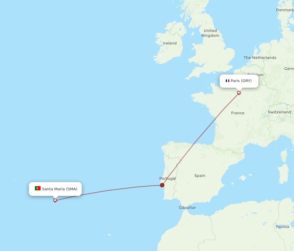 SMA to ORY flights and routes map