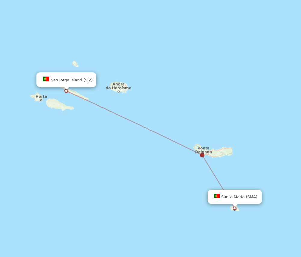 SMA to SJZ flights and routes map