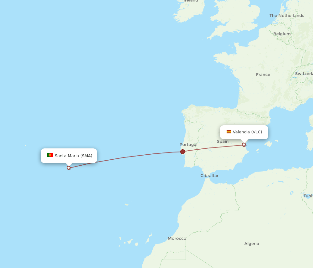 SMA to VLC flights and routes map