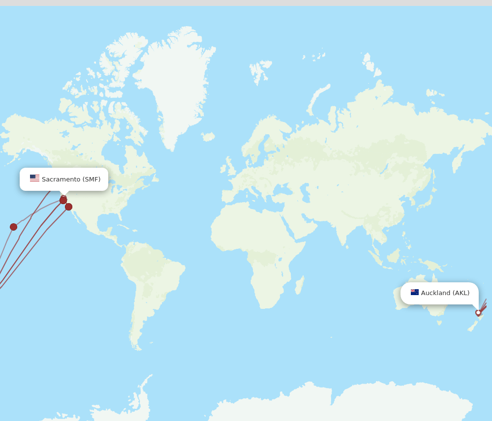 SMF-AKL flight routes