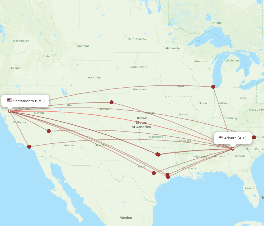SMF-ATL flight routes