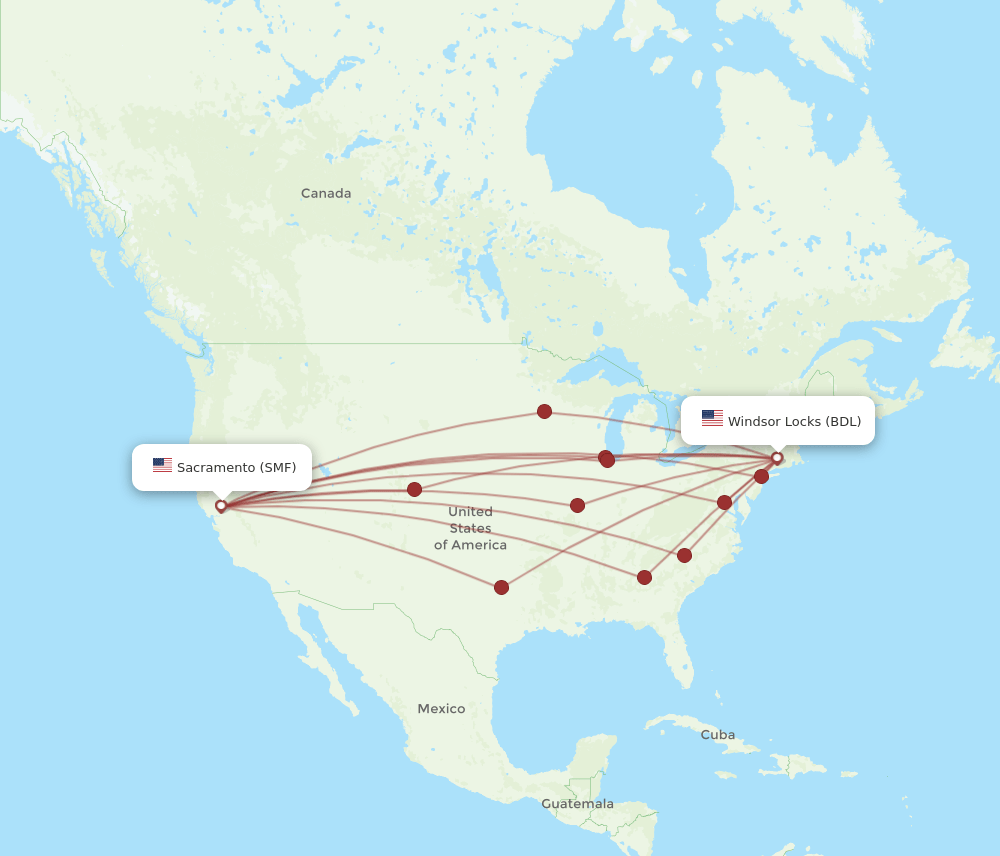 SMF-BDL flight routes