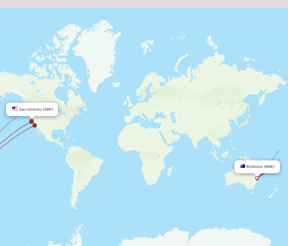 SMF-BNE flight routes