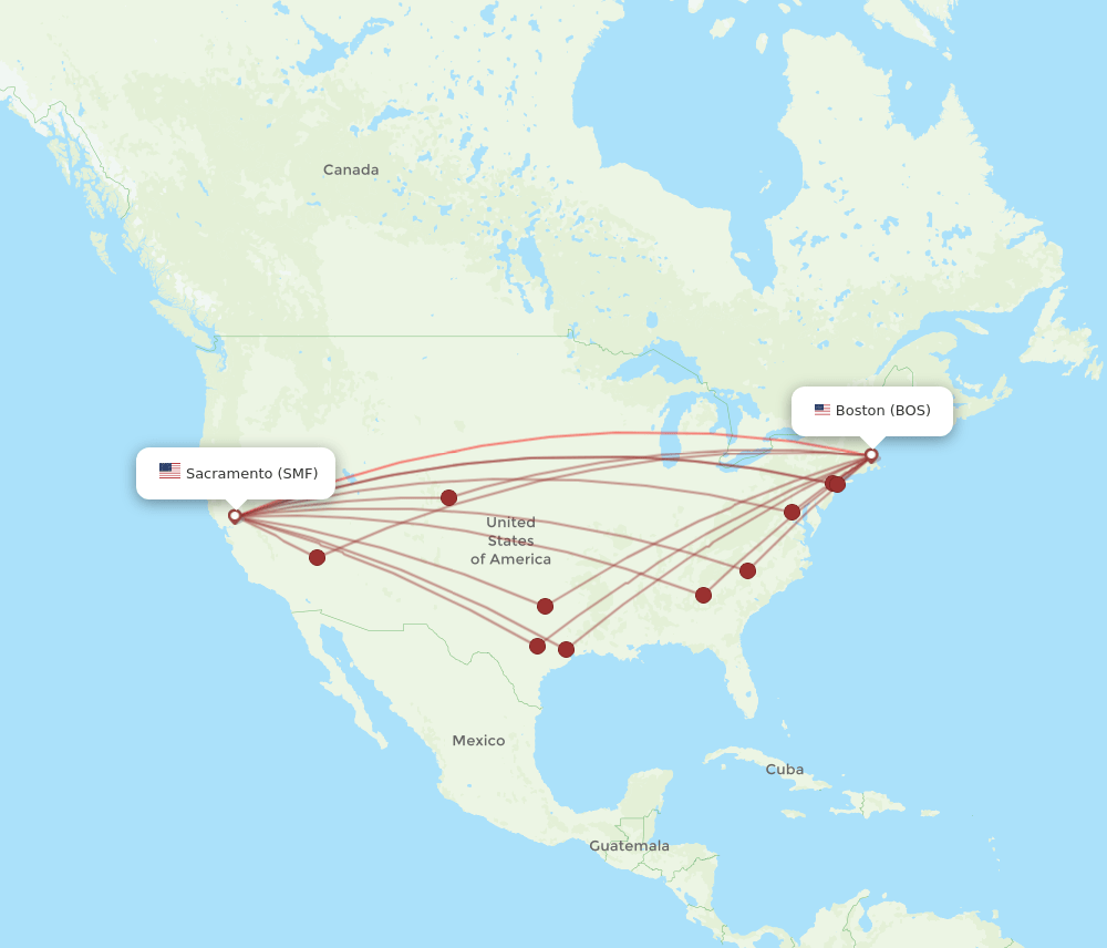 SMF-BOS flight routes