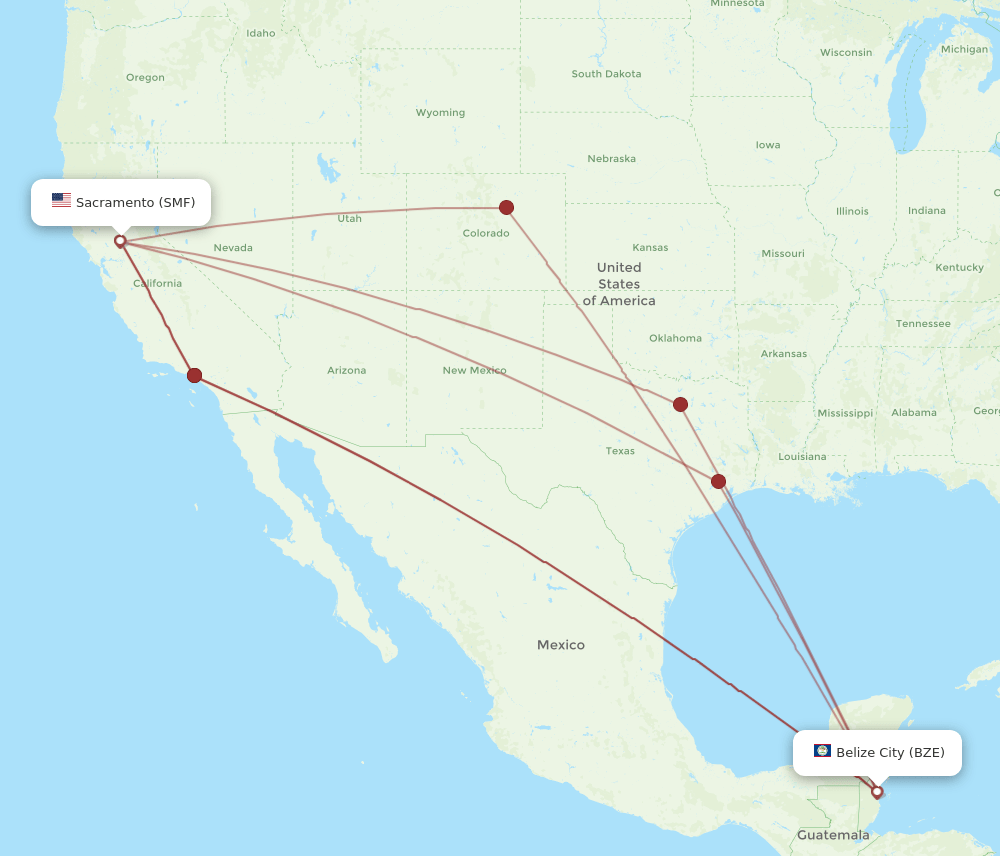 SMF-BZE flight routes