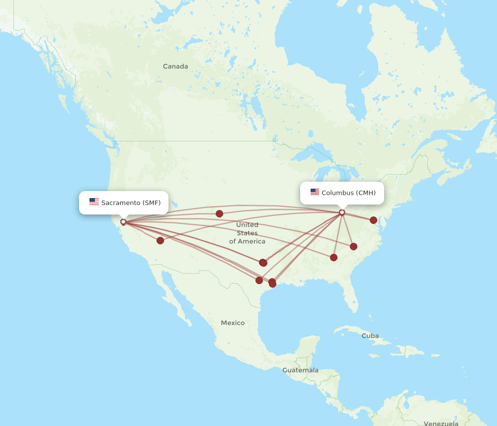 SMF-CMH flight routes