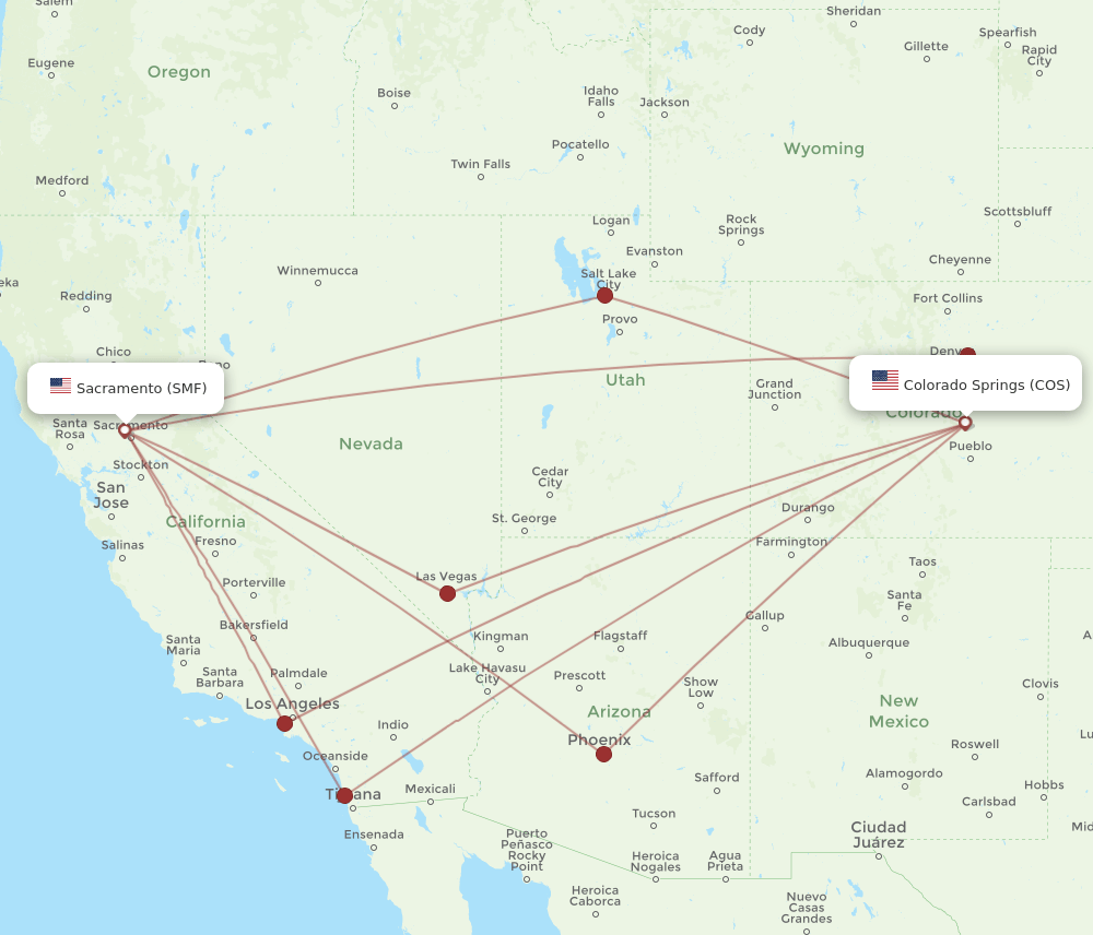 SMF-COS flight routes