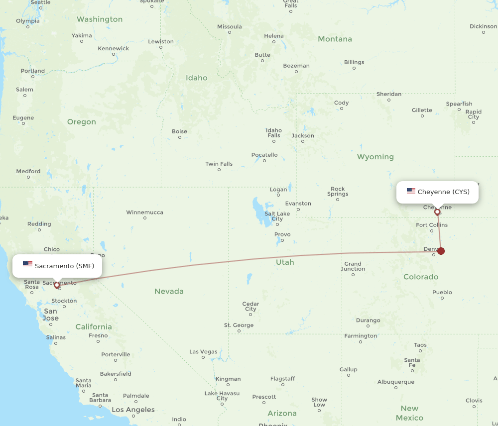 SMF-CYS flight routes