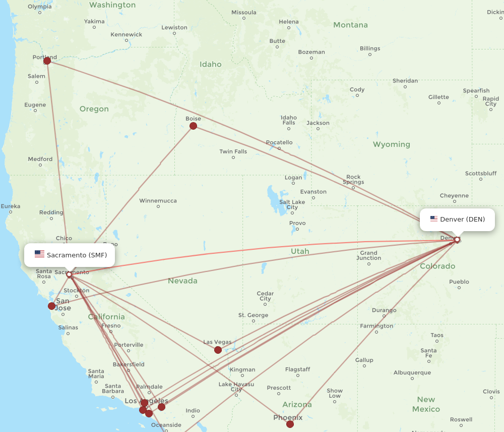 SMF to DEN flights and routes map