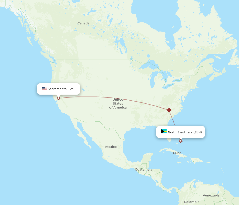 SMF-ELH flight routes