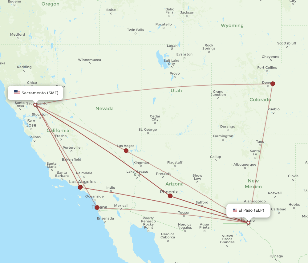 SMF-ELP flight routes