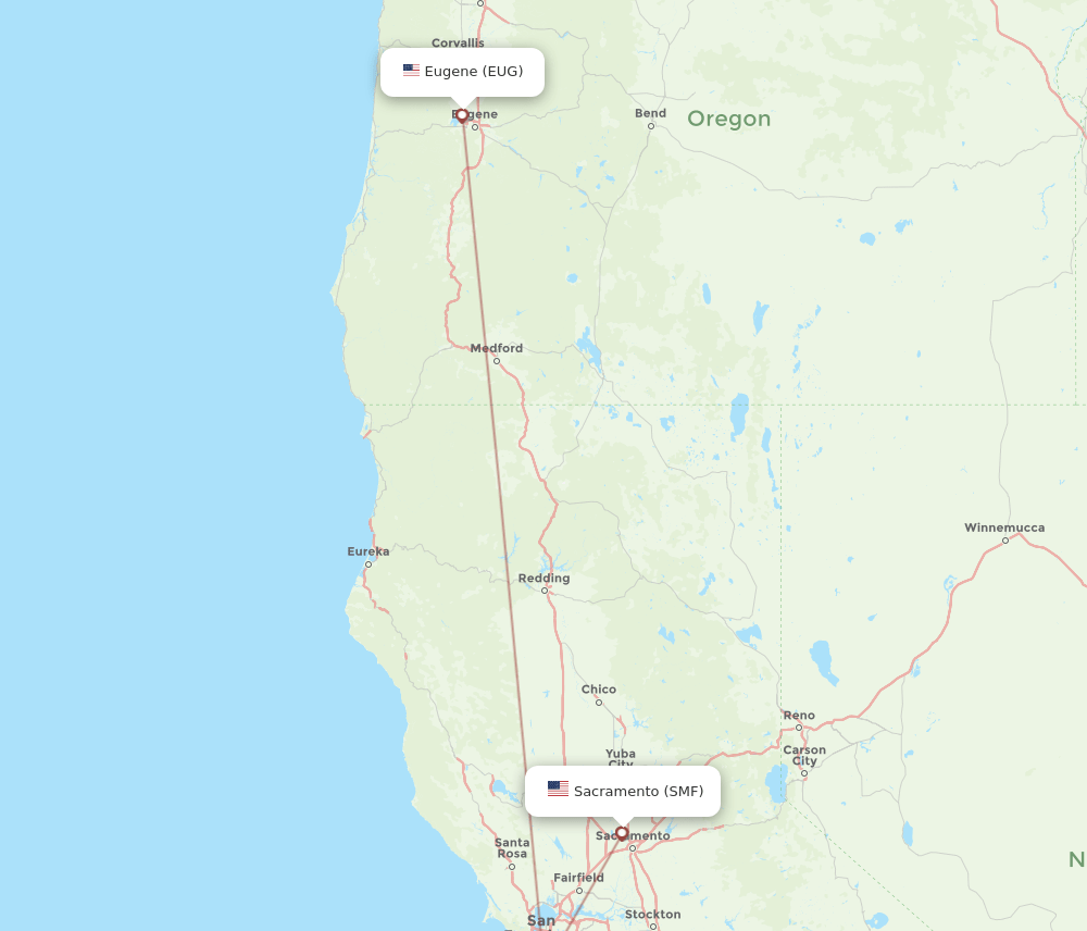 SMF-EUG flight routes
