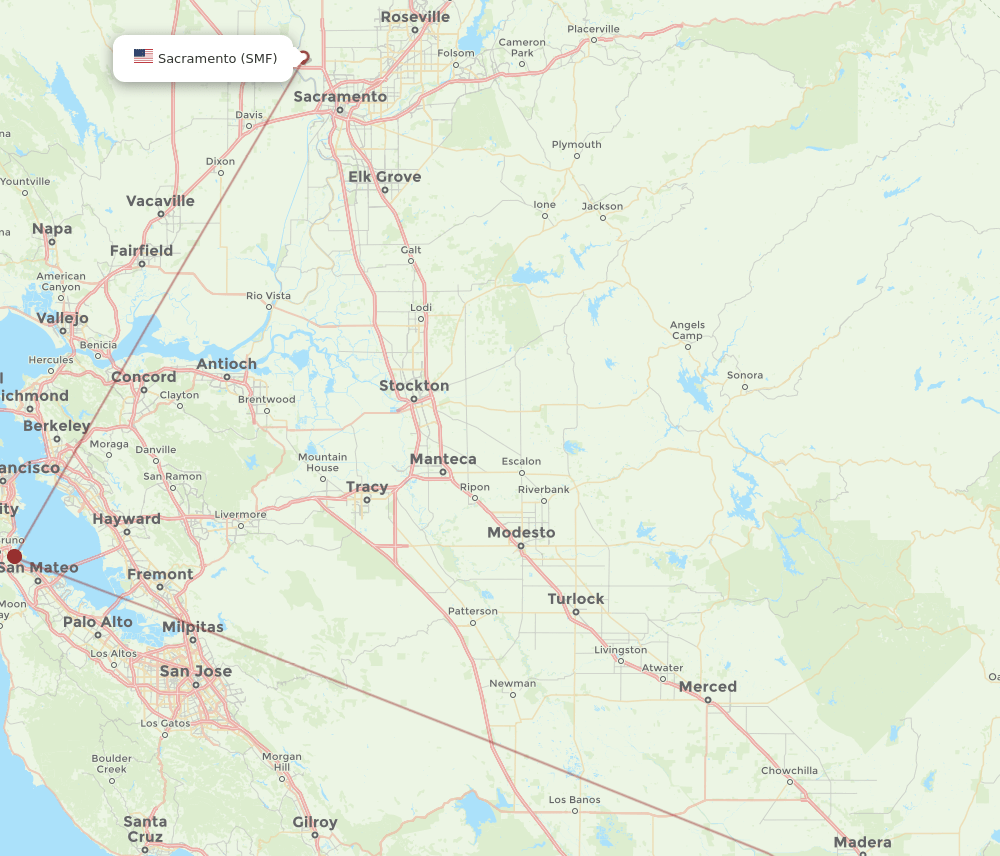 SMF to FAT flights and routes map