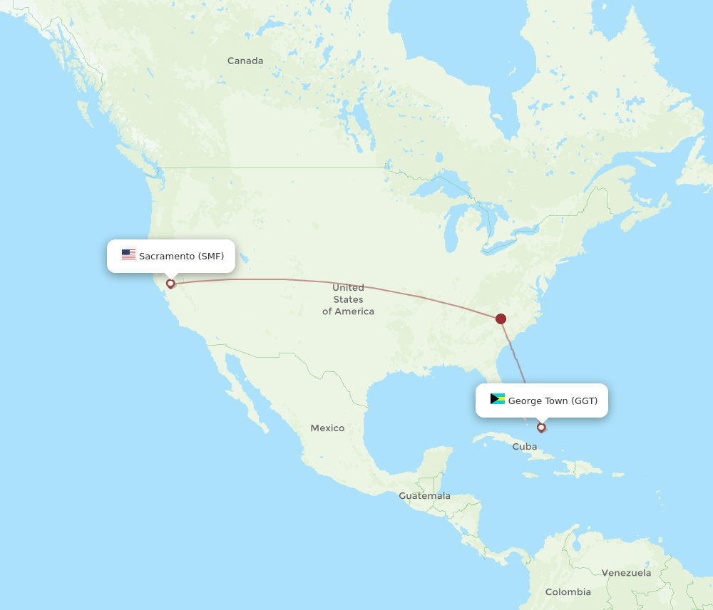 SMF-GGT flight routes