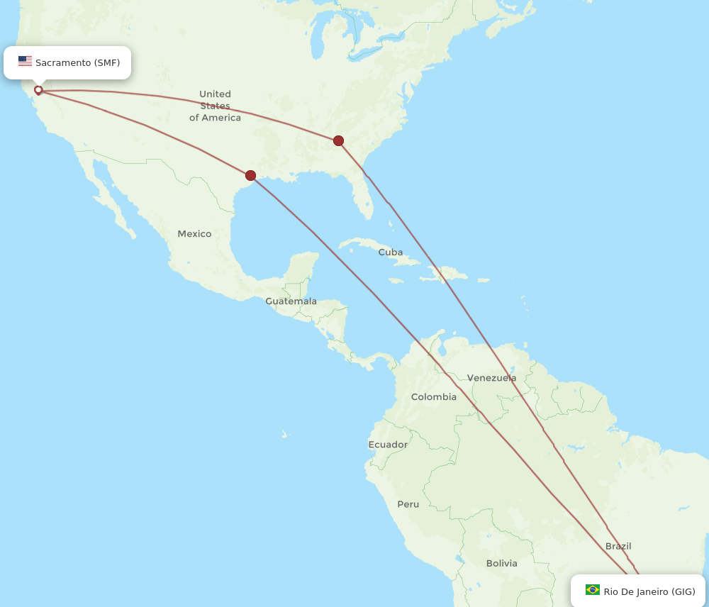 SMF-GIG flight routes