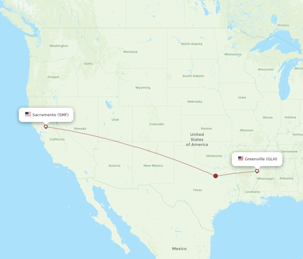 SMF-GLH flight routes