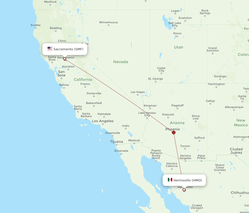 SMF-HMO flight routes