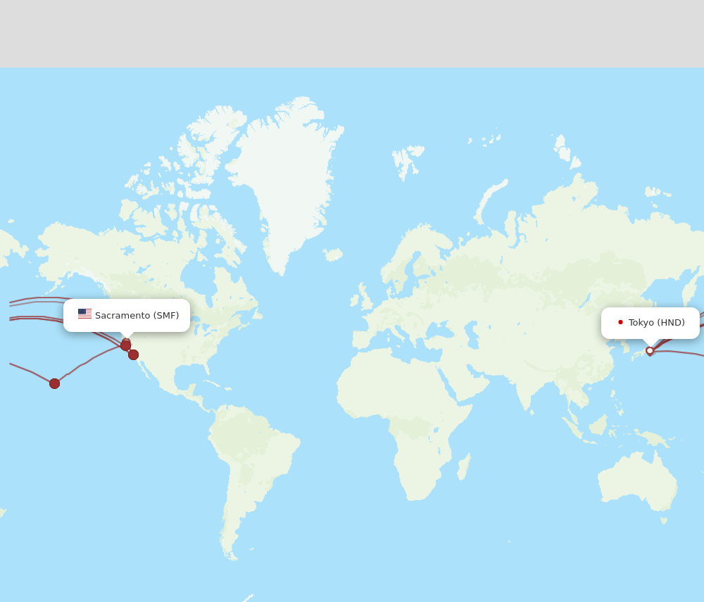 SMF to HND flights and routes map