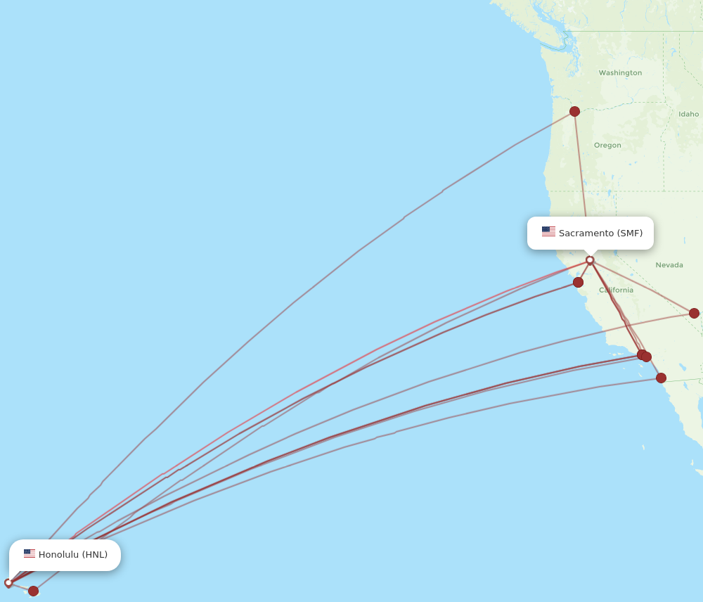 SMF to HNL flights and routes map