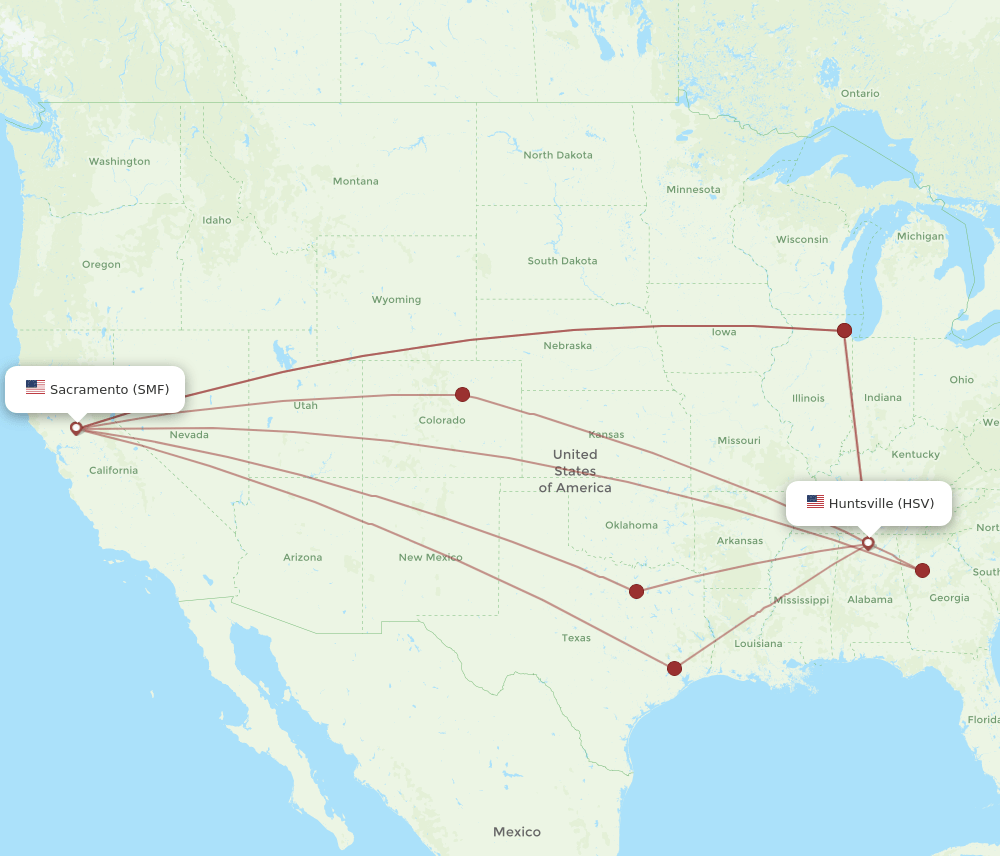 SMF-HSV flight routes