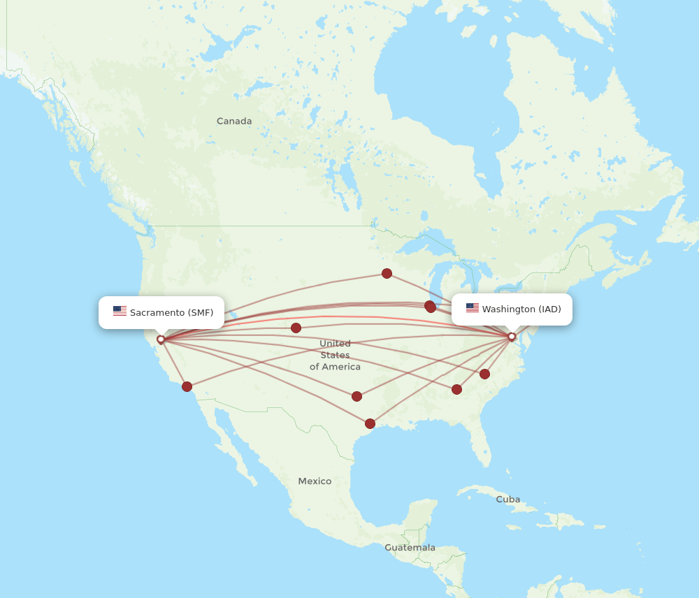 SMF-IAD flight routes