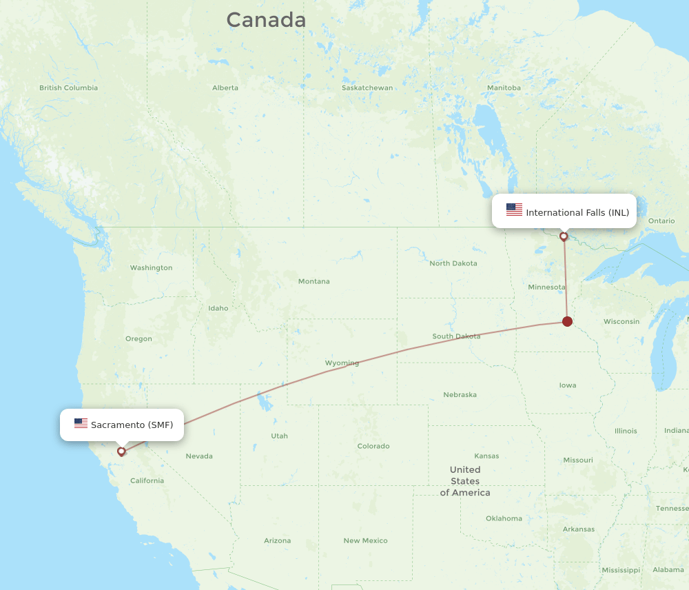 SMF-INL flight routes