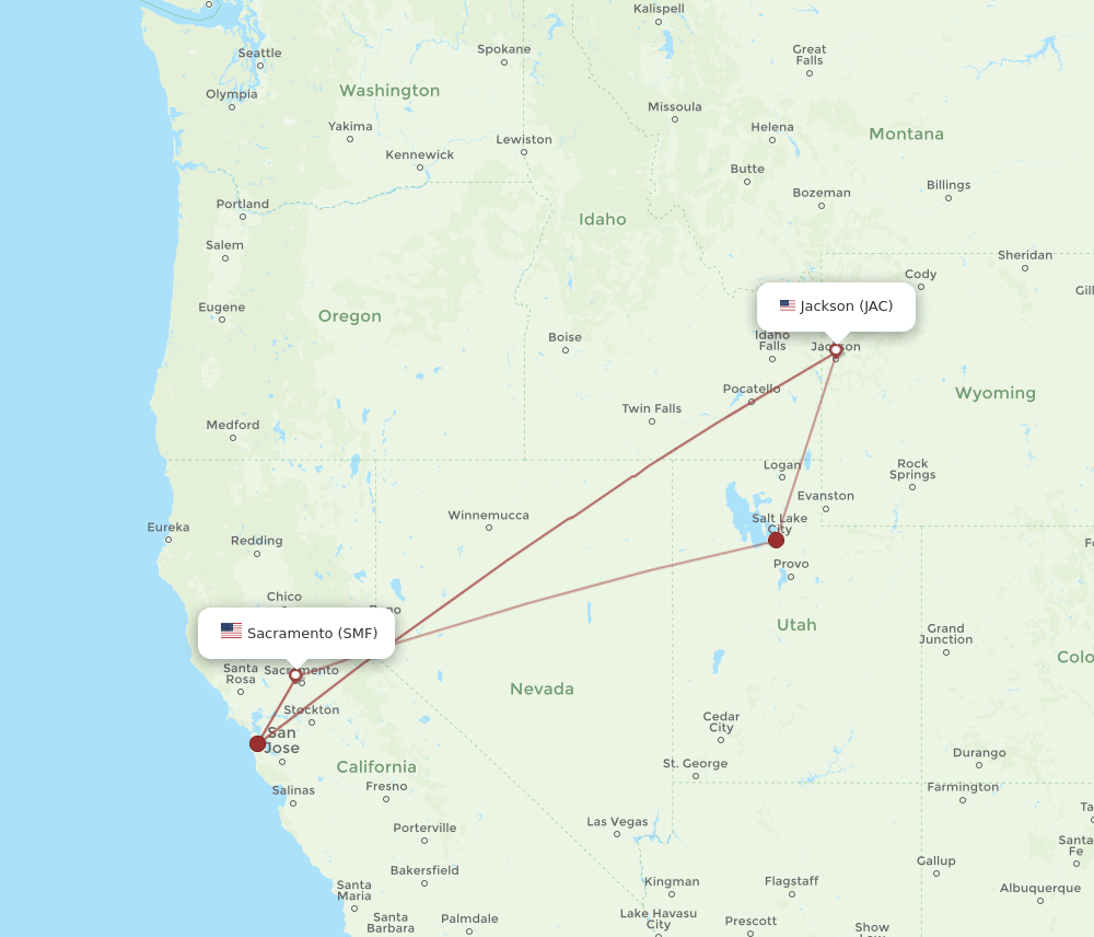 SMF-JAC flight routes