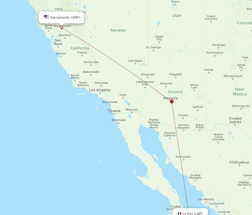 SMF-LAP flight routes