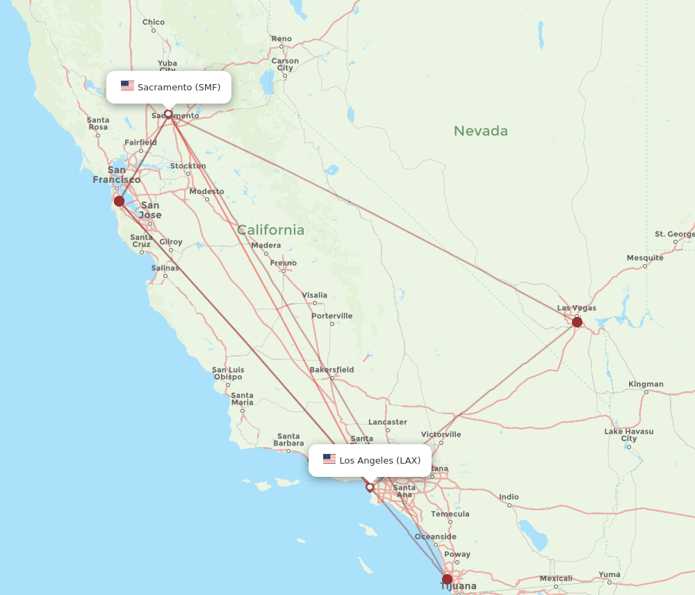 SMF-LAX flight routes