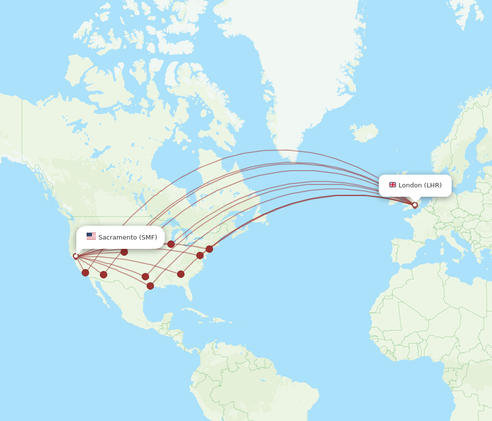 SMF-LHR flight routes
