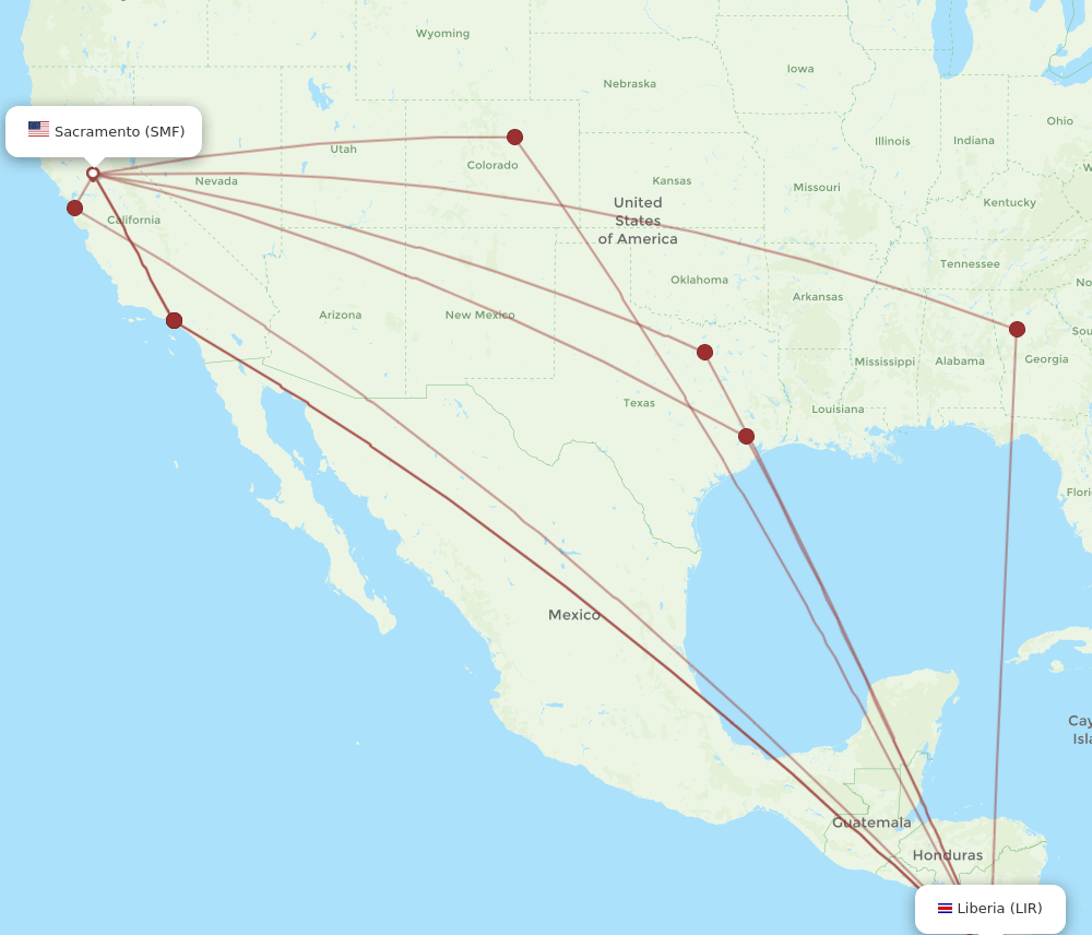 SMF-LIR flight routes