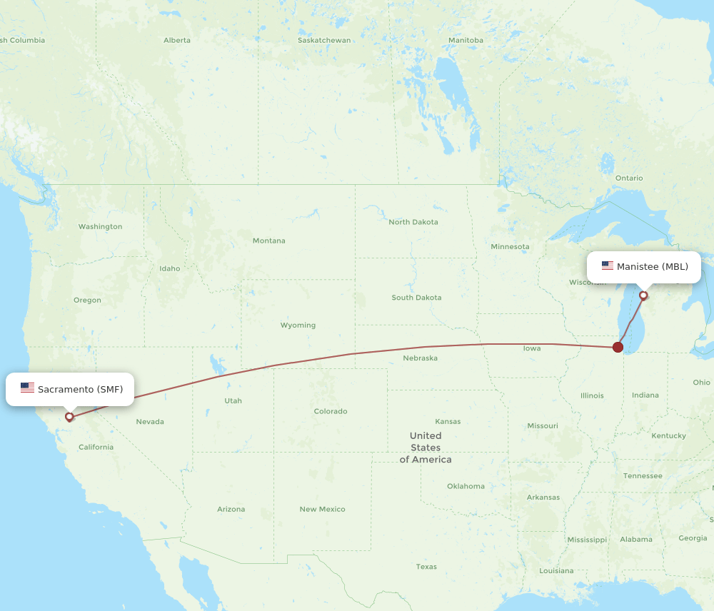 SMF-MBL flight routes