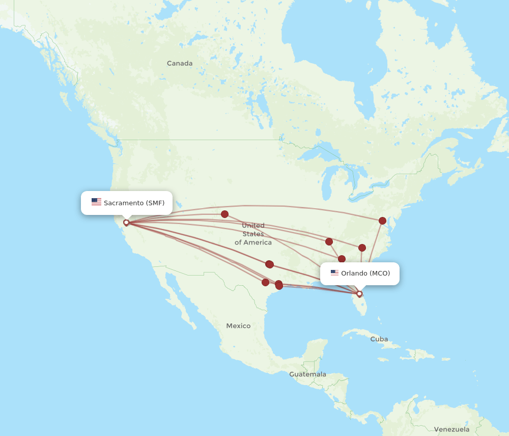 SMF-MCO flight routes