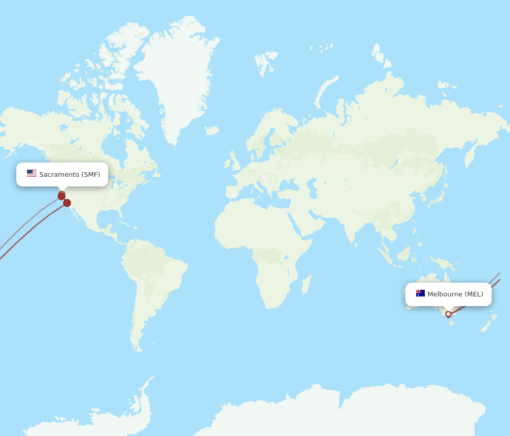 SMF-MEL flight routes
