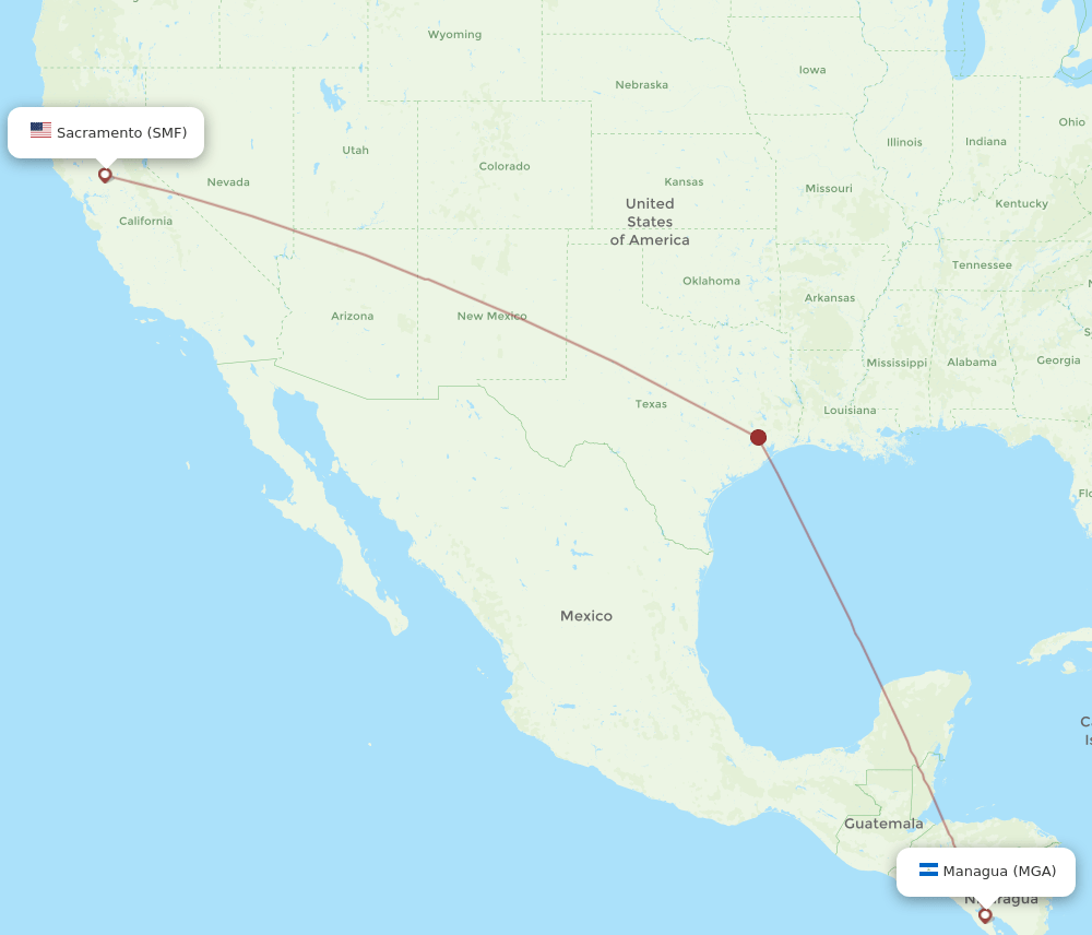 SMF to MGA flights and routes map