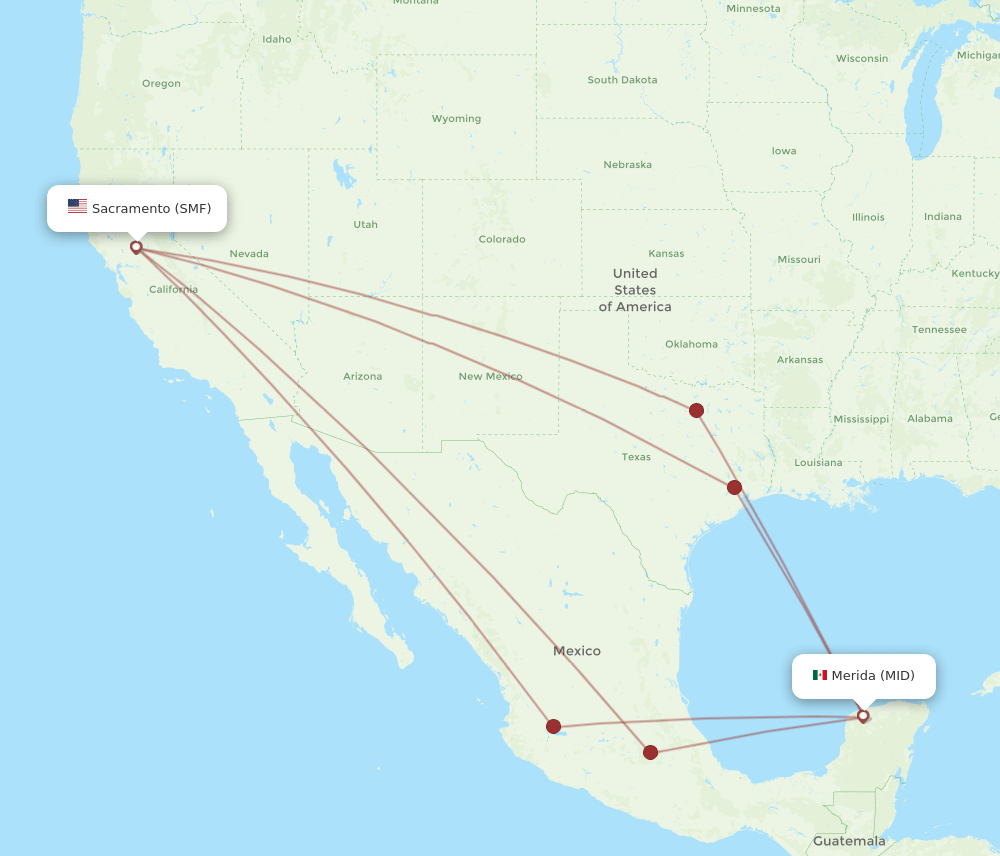 SMF-MID flight routes