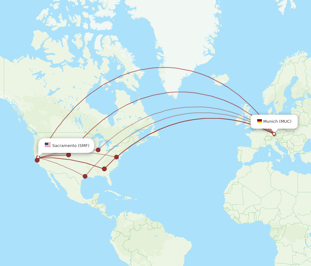 SMF to MUC flights and routes map