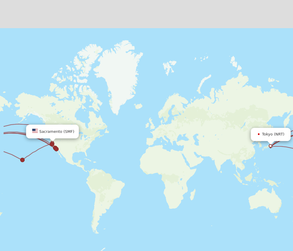 SMF to NRT flights and routes map
