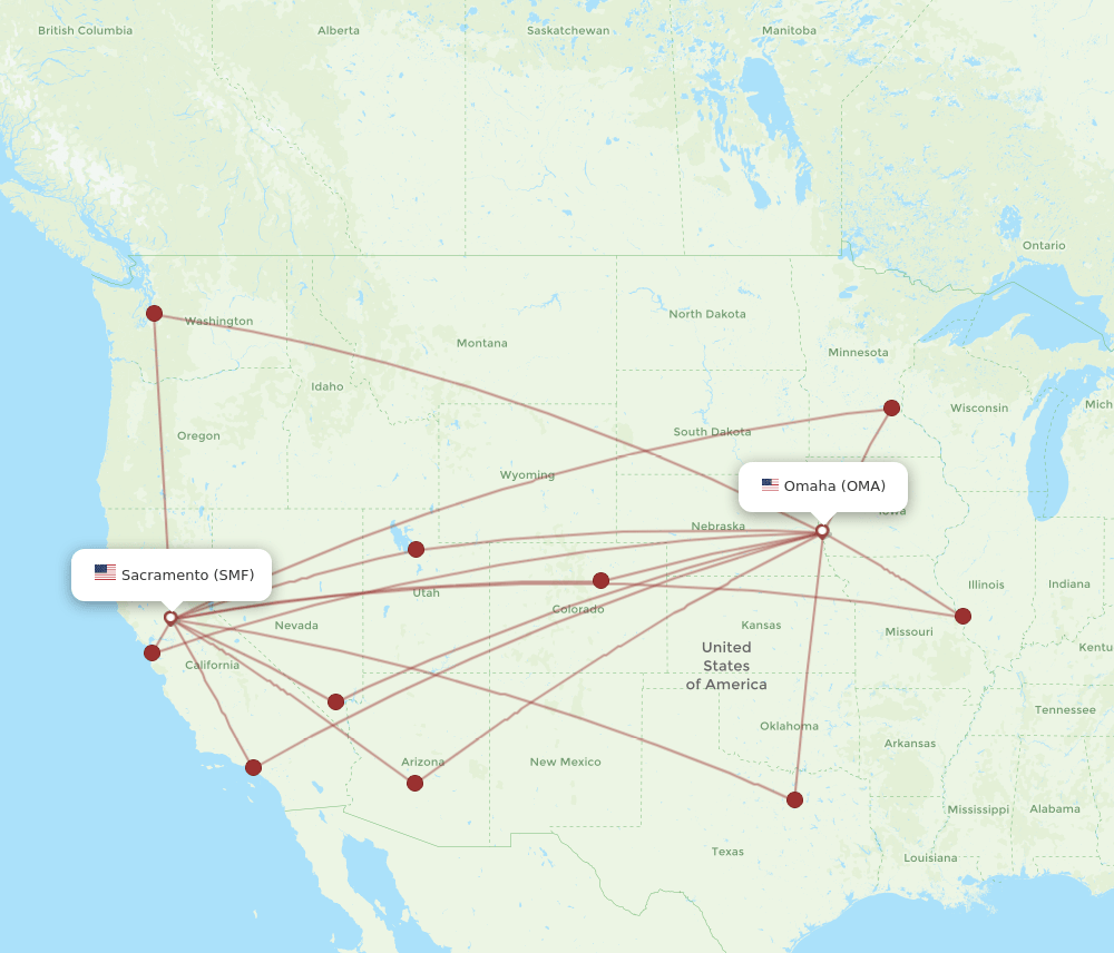 SMF-OMA flight routes