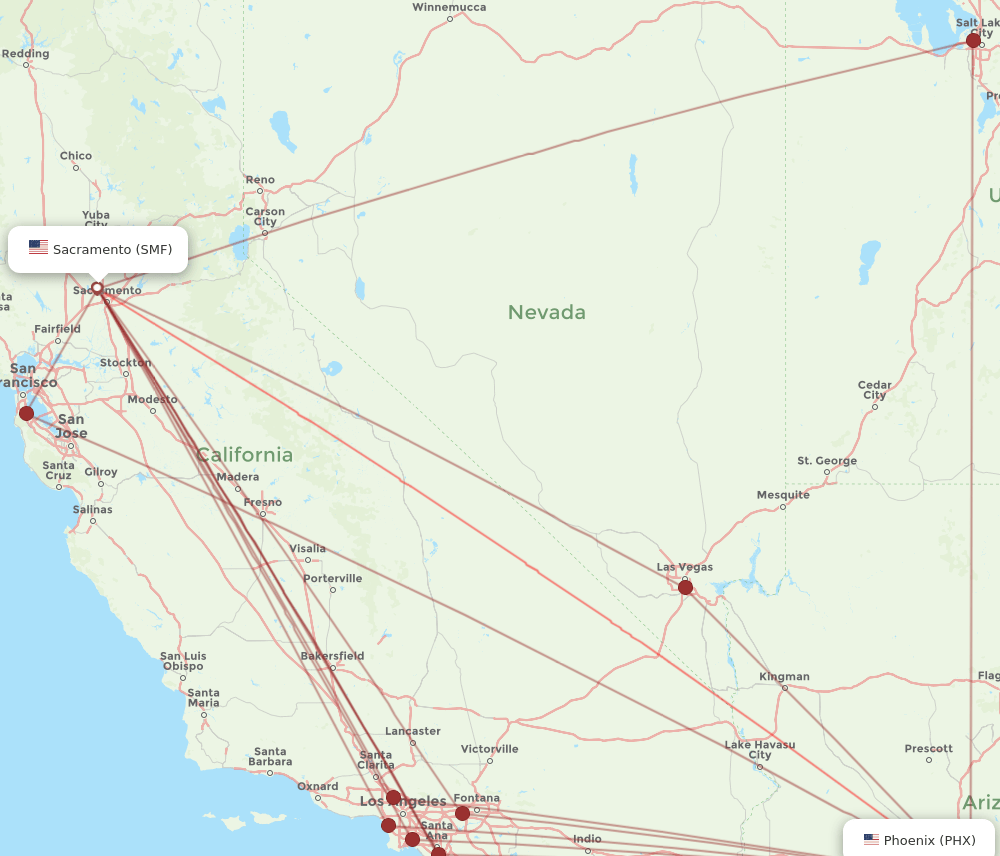SMF-PHX flight routes