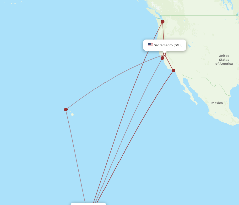 SMF to PPT flights and routes map
