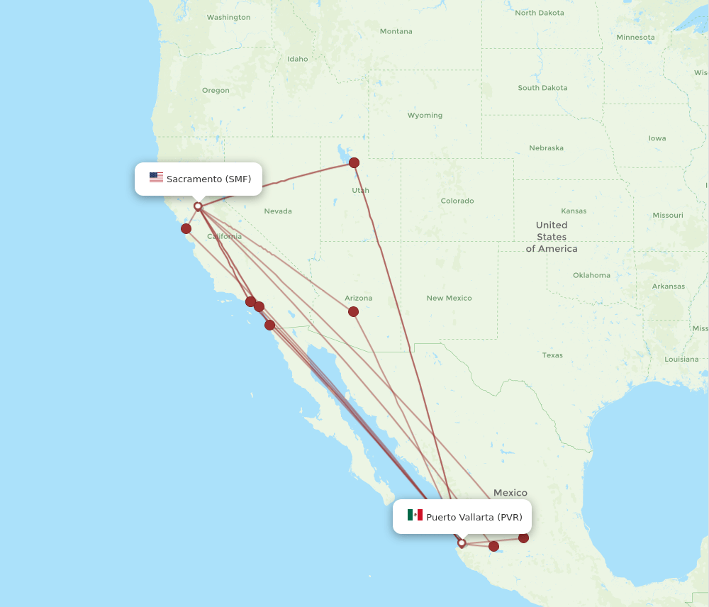 SMF-PVR flight routes