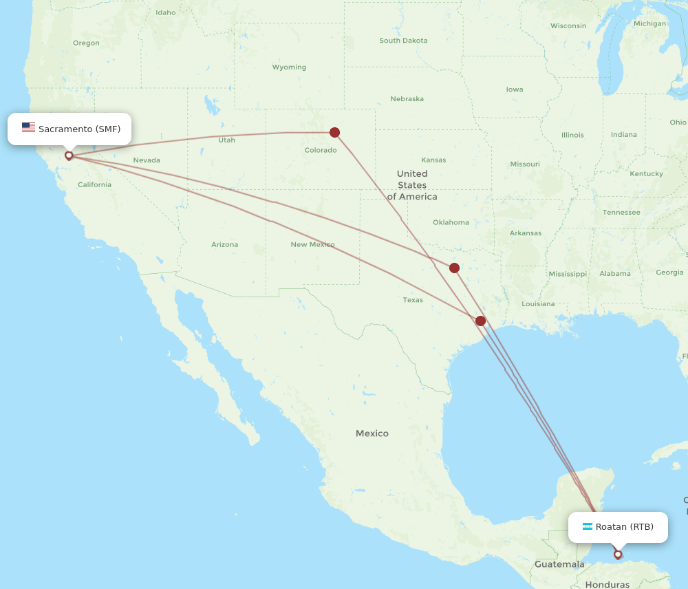 SMF-RTB flight routes