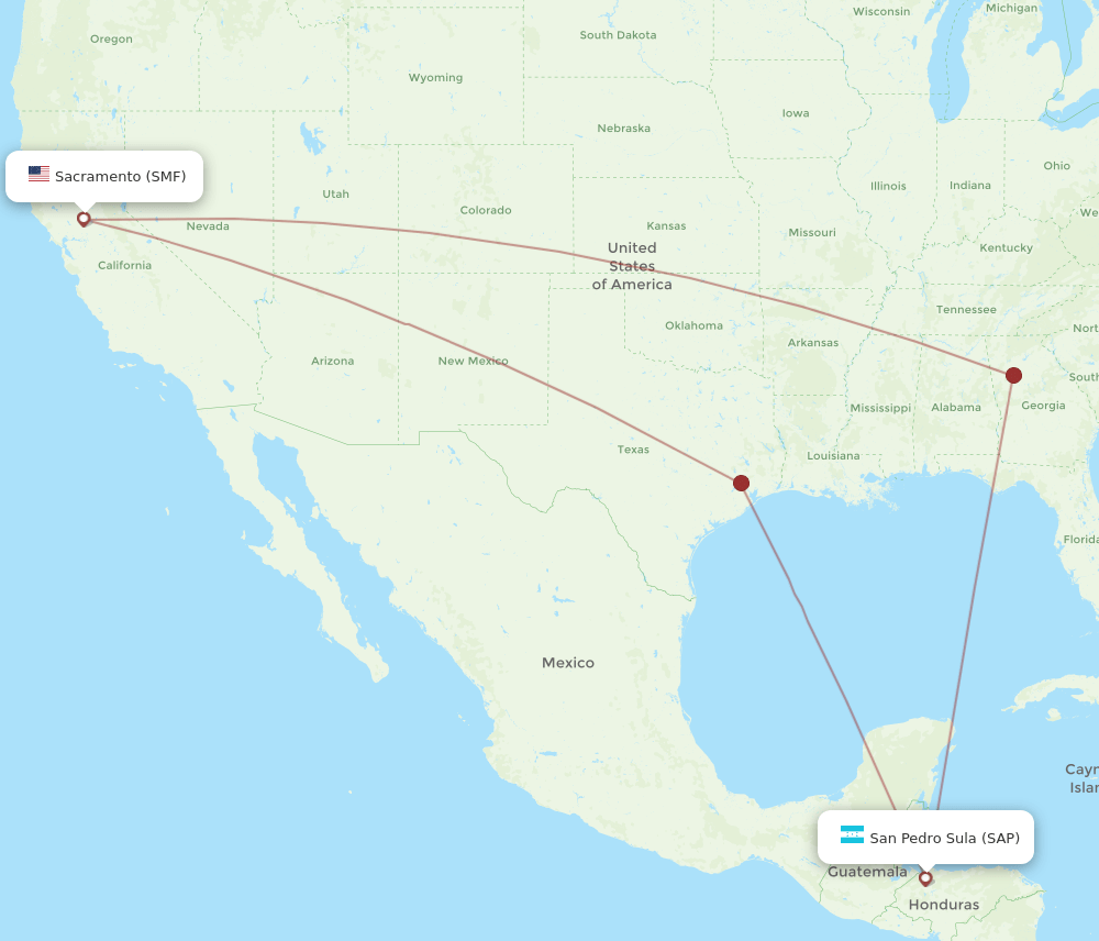 SMF-SAP flight routes